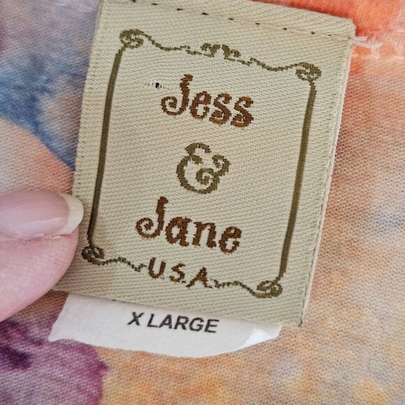 Jess & Jane Venice Alley Top XL Floral Long Sleeve Tunic Made In USA - Picture 6 of 8